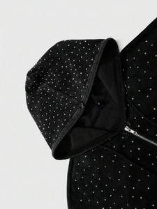 All Over Rhinestone Zip Up Hoodies Sparkle Crystal Studded Oversized Fit Streetwear <b>Fleece</b> Custom Logo Cotton <b>Jacket</b> for Men - Product Image 4