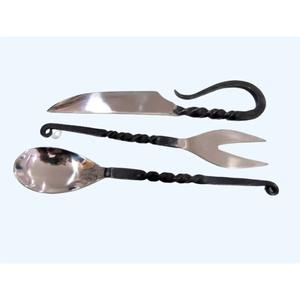 Couverts en acier inoxydable finis plaqués couleur argent pour la maison, la fête de mariage, la table, la poignée de designer ensemble de 3 - Product Image 1