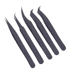 Venta al por mayor de pinzas de pestañas de volumen clásico de marca personalizada de acero inoxidable aislamiento de fibra de pestañas postizas puntiagudas belleza - Product Image 3