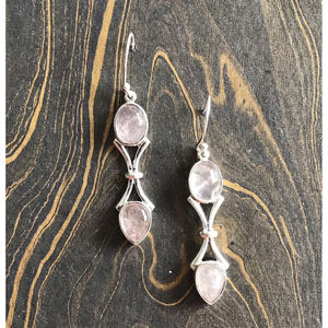 Boucles d'oreilles en cristal de quartz rose 7,1 grammes - Product Image 1