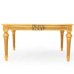 Mesa de Centro Rectangular de Lujo con Tapa de Mármol Beige Premium y Marco Tallado a Mano en Oro Antiguo para Sala de Estar Clásica - Product Image 2