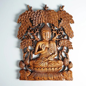Arte artesanal de madera tallado paneles grandes tallado a mano Pared de madera artes religiones tema personalización aceptable - Product Image 1