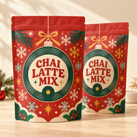 Sac d'emballage de Noël directement de l'usine pour mélange de Chai Latte avec impression personnalisée et fermeture à glissière