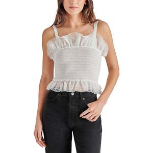 Top in Chiffon Smocked e Tulle Bianco Rhiannon di Steve Madden - Product Image 1