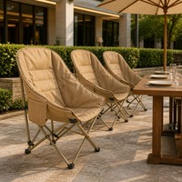 Chaise lune en acier inoxydable avec tissu Oxford, pliable, pour camping, installation rapide, robuste, pour hôtels, restaurants, terrasses et extérieur