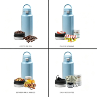 Bouteille shaker YEWAYOGA en acier inoxydable 26 oz + 6 oz avec compartiment de rangement et couvercle à bouton-poussoir pour la salle de sport et les promenades avec le chien
