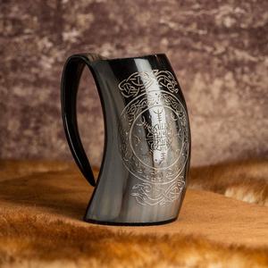 Taza para beber con cuerno, taza ecológica de cuerno de búfalo Real, taza de estilo vikingo de fábrica de ágata para café o cerveza - Product Image 2