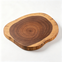 Planche à découper en bois d'acacia massif à bords naturels, style ferme, faite à la main, rustique, pour cuisine et service