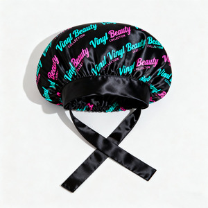 Gorro de Satén de Diseñador con Cinta para Atar, Logotipo Personalizado, Talla Grande, Envoltura para el Cabello para Mujer - Product Image 3