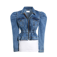 Chaqueta vaquera corta de algodón 100% lavado, azul claro, estilo casual clásico con botones, sin marca OEM, para adolescentes, top corto estampado de primavera.