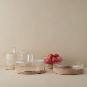 Eco-Friendly Wood and Glass <b>Dome</b> Round <b>Cake</b> <b>Stand</b> Hand Wash Only - Product Image 1