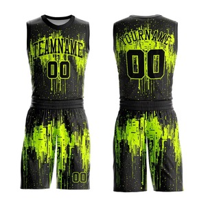 Custom Lime Green Splash Basketball Jersey <b>Set</b> Sublimation <b>Paint</b> Drip Uniform Unisex Breathable Quick Dry 100% Cotton Team - Product Image 6