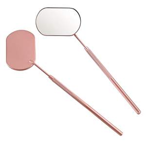 Espejo de Pestañas Redondo de Color Rosa con Recubrimiento, de Acero Inoxidable, Bonito y Personalizable con Logotipo, Espejo de Inspección de Pestañas/Espejo de Maquillaje - Product Image 1