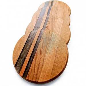 Modern Design Round Epoxy Resin Wooden Bar Coasters Wood Coasters for Cold and Hot Drinks Placemats - Product Image 3