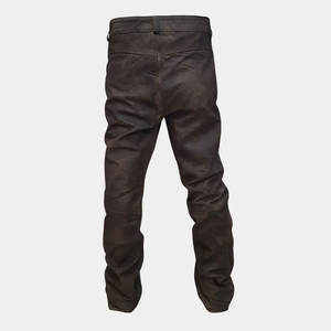 2024 New Custom Made <b>Men's</b> <b>Leather</b> Pants Solid Colour High Street Style Straight <b>Jeans</b> Distressed Mid Knitted Waterproof Low MOQ - Product Image 2