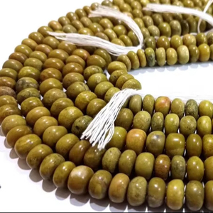 Cuentas de piedras preciosas de ópalo verde Natural 8mm Rondelle Hebras de piedra lisas de 7 pulgadas de largo - Product Image 1