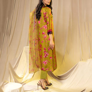 Robe en coton brodé lourd pour dames Collection d'été Tenue décontractée en pur coton pour pelouse avec manches longues Maxi - Product Image 2