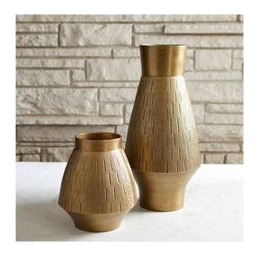 Juego de florero de hierro de Metal de diseño moderno personalizado de dos para decoración del hogar Florero de piso de tendencia con opciones de color de tamaño - Product Image 1