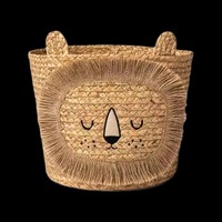 Article chaud conception flexible mignon Animal Design jonc de mer tissé panier à linge en osier pour enfants et adolescents pour bébé chambre décor stockage