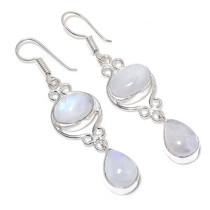 Pendientes Colgantes de Latón con Piedra Lunar Natural de Renovación de 9x12 mm a Precio de Mayoreo - Product Image 6