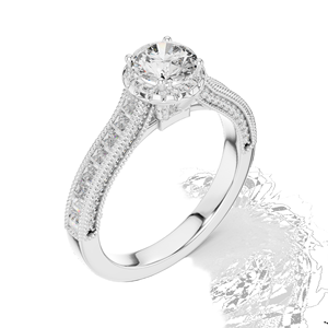 Bague de fiançailles pour femme avec halo de diamants de laboratoire ronds de 1,43 carat, VVS-VS EF CVD, or 18 carats, 14 carats, 10 carats et argent 925, rose - Product Image 4