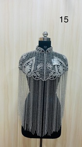 Capa de cuentas hecha a mano a medida para ropa nupcial y de noche, adecuada para clientes boutique y revendedores de prendas - Product Image 4