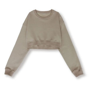 Custom <b>Women's</b> Crop Top Hoodie Casual Oversize Pullover with Solid <b>Pattern</b> Acid Wash Technics Hooded Collar - Product Image 6