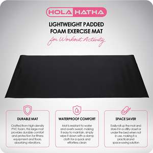 HolaHatha Medium Grey PVC Fitness Mat Lightweight <b>Padded</b> <b>Foam</b> for Workout Custom Logo Portable Gym Yoga Mat - Product Image 3