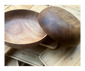 Cuenco redondo de Acacia personalizado Vintage de alta calidad, platillo de madera, cuenco de comida, cuenco Vintage, juego de ensalada - Product Image 6