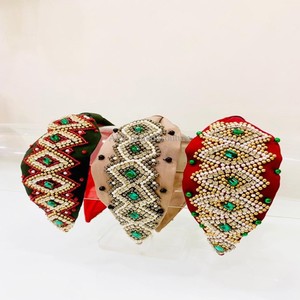 Petite perle perlée Style turban luxueux perlé bandeau de travail à la main pour les filles et les femmes tout le chemin de l'inde. - Product Image 4