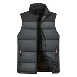 New Arrival <b>Men's</b> Sleeveless Canvas Leather Jacket Smart Casual Customizable Body <b>Warmer</b> With Zipper Closure Spring Plain Dyed - Product Image 2