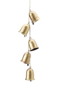 Juego de Campanas Redondas de Latón Hechas a Mano con Acabado Antiguo para Decoración Rústica del Hogar y Adorno Festivo para Colgar en la Pared - Product Image 2