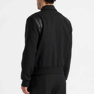 Men's Modern Grey Hooded Bomber <b>Jacket</b> <b>Slim</b> <b>Fit</b> Polyester Cotton Stand Collar Front Logo Windproof Letterman <b>Jacket</b> - Product Image 2