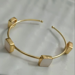Brazalete Ajustable de Latón Chapado en Oro y Plata, Brazalete Personalizado a Prueba de Sudor, Joyería de Moda Al por Mayor - Product Image 2