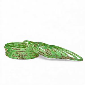 Best Selling Emerald Cut Lime Green Thin <b>Gold</b> Plated Glass Bangle Women's Wedding Festive Wear Bulk Lot High Demand Ready Ship - Product Image 3