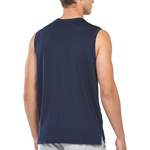 Camiseta sin mangas de verano con logotipo estampado personalizado de algodón para hombre - Product Image 3