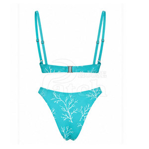 Ensemble bikini moderne deux pièces pour femme, bas taille haute, haut tendance, tissu extensible, collection été pour vacances à la station balnéaire - Product Image 2