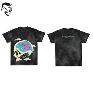 Camiseta de manga corta lavada con ácido informal de gran tamaño para hombre de moda cuello redondo personalizado con estampado Digital de lana - Product Image 5