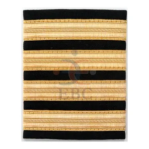 Strip emas Kapten Pilot epaulette pedagang penerbangan kapal Yacht petugas 1 2 3 4 bar sepasang tinggi 85 mm & lebar 57 mm hitam