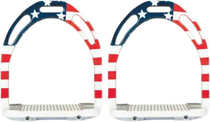 USA Flag Safety Stirrup With Rubber Pad Lightweight Aluminum Saddle Accessories Anti Slip Horse Equestrian with Custom Logo