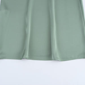 Vestido Largo Casual de Verano para Mujer, Estilo Informal, de Satén Sedoso, 6 Colores, Cuello en V, Manga Corta, Estilo Imperio, Chifón, Tipo Lápiz, para Primavera - Product Image 5