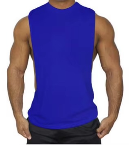 Cómodo algodón sin mangas con bolsillo gimnasio con capucha hombres camiseta sin mangas 100% algodón material transpirable - Product Image 6