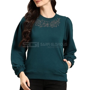 OEM Custom Unisex Cotton Woven Sportswear Crew Neck Sweatshirts Heavyweight Oversized Long Sleeves Embroidery Front Winter - Product Image 5