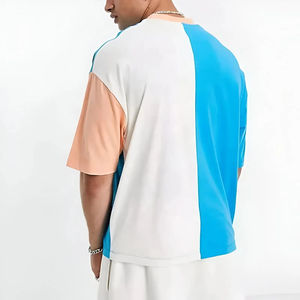 T-shirt homme personnalisé à blocs de couleur, T-shirts à blocs de couleur, T-shirt patchwork aux couleurs contrastées pour homme - Product Image 2