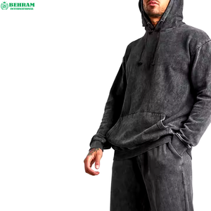 Customized Unisex <b>Matching</b> <b>Set</b> Pullover Hoodie Regular fit Acid Washed Hoodie <b>Jogger</b> Sweatpants Winter Heavyweight 100% Cotton - Product Image 3