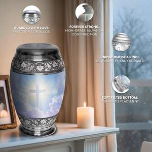 Set of Cross Decorative Funeral Urns for <b>Ashes</b> Adult Male & Female Includes 1 Large Urn & 1 <b>Necklace</b> for <b>Ashes</b> - Product Image 3