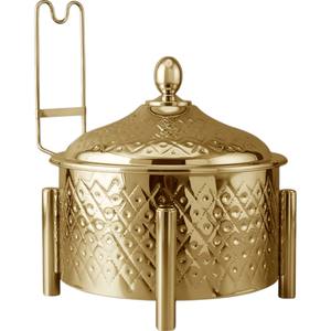 Juego de platos de frotamiento chapados en oro de 3 ollas calientes de metal sofisticadas ideales para servir y calentar alimentos hoteles y eventos de celebración - Product Image 5