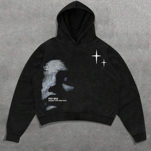Sudadera con Capucha Retro Y2K Gótica Casual con Alfabeto, 400-500 GSM, Poliéster/Algodón, Transpirable, Ecológica, Moda de Verano, Talla Grande para Hombre - Product Image 5