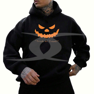 Sudadera con capucha térmica de algodón 100% de peso pesado de alta calidad, logotipo impreso personalizado, ropa de calle de Halloween de gran tamaño para hombres, temporada de invierno - Product Image 1