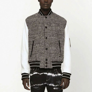 High Quality Custom Canvas College <b>Baseball</b> <b>Bomber</b> <b>Jacket</b> Stand Collar Chenille Embroidery Front for Men's Varsity Letterman - Product Image 3